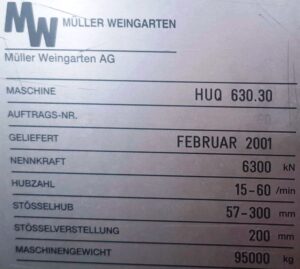 Stamping press Muller Weingarten HUQ 630.30 - 630 ton (ID: 76336) - Dabrox.com