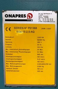Sheet stamping press Onapres EOd-15-2.5-AQ - 150 ton (ID:S76429) - Dabrox.com